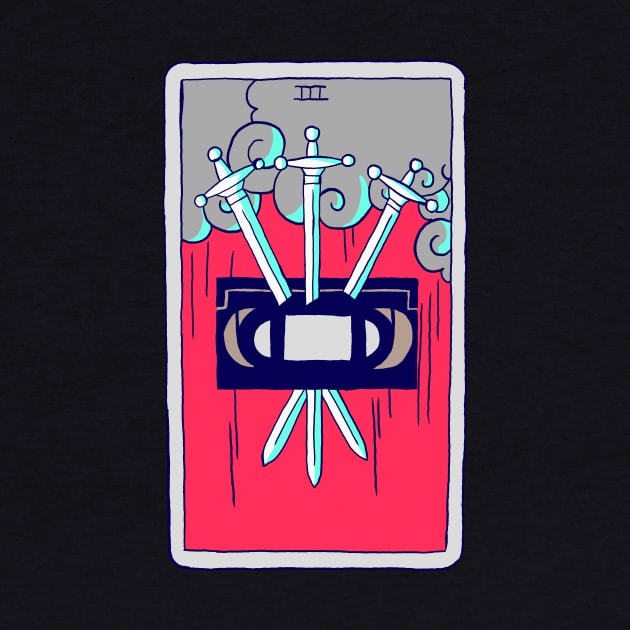 Bad VHS Tape Movie Tarot Card Three of Swords by xenotransplant